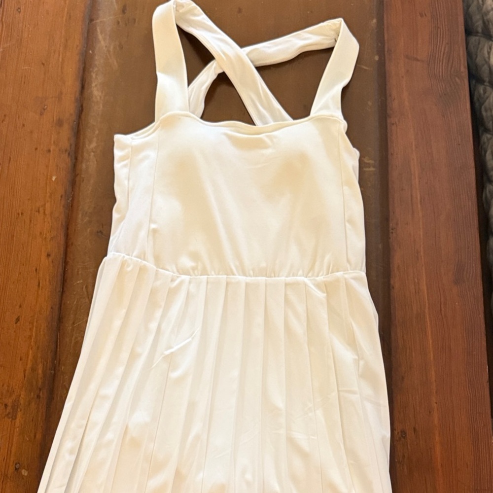Varley Strapless White Dress with Crossed Back